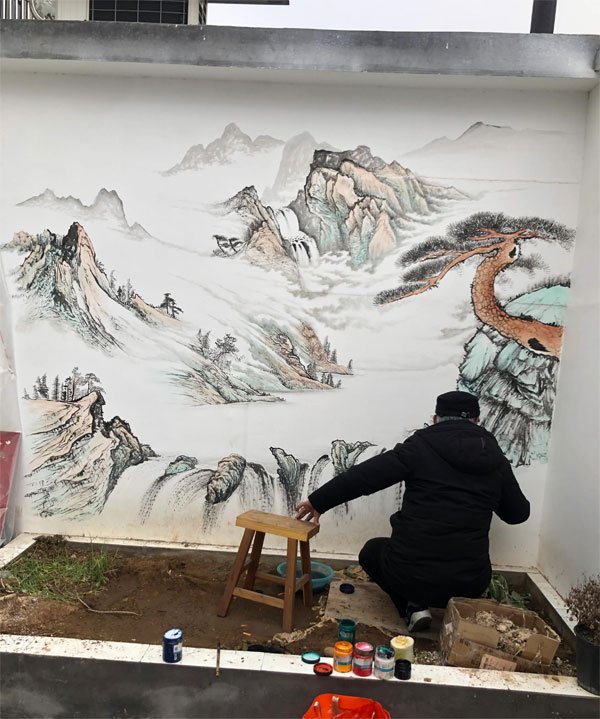 迎门墙壁画