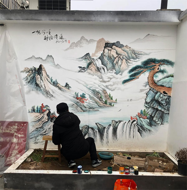 迎门墙壁画